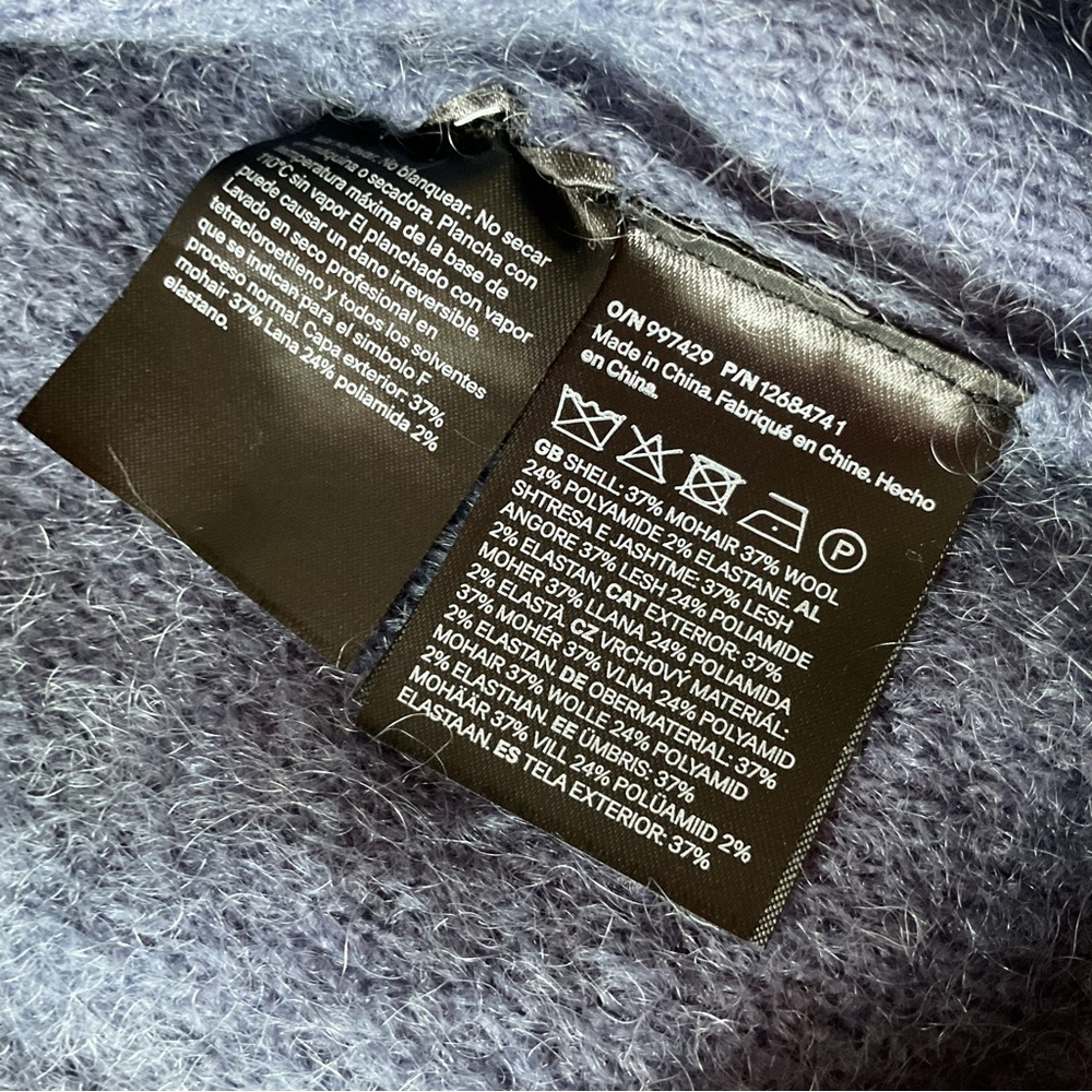 H&M Short Sleeve Blue Sweater, Mohair/Wool blend - Picture 5 of 9